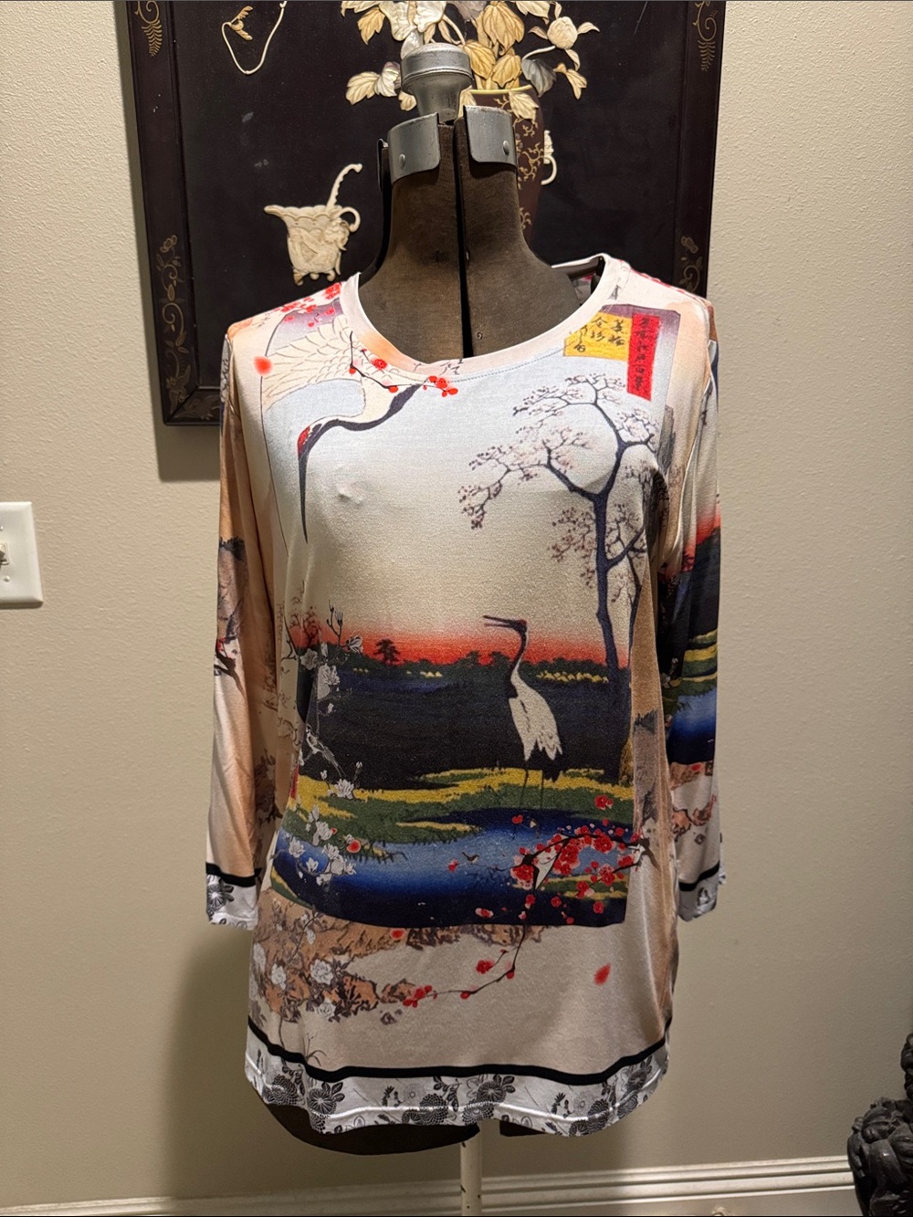 Citron Santa Monica Scenic Crane Long-Sleeve Rayon/Lycra Tee